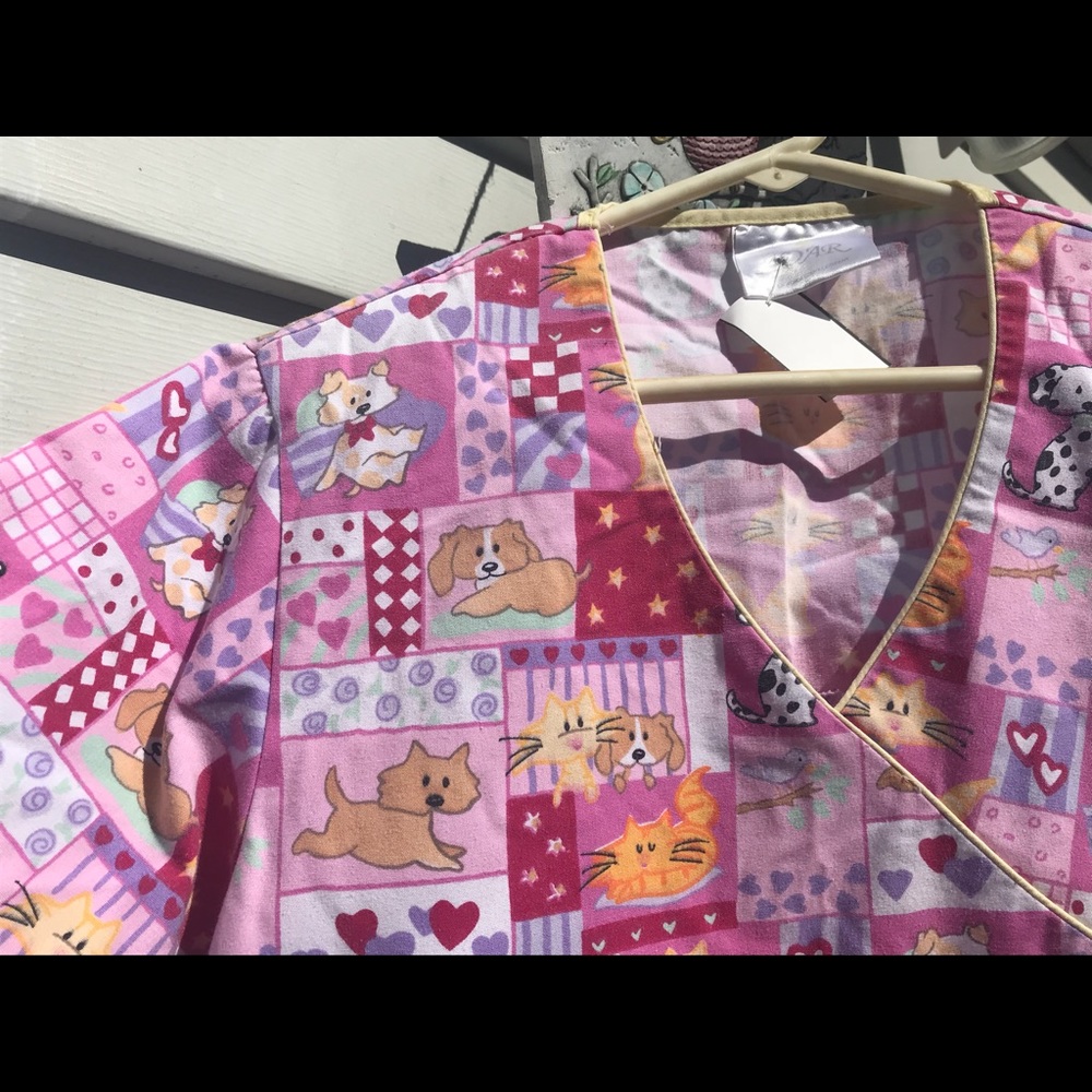 Adorable furry friends 3 pocket scrub top